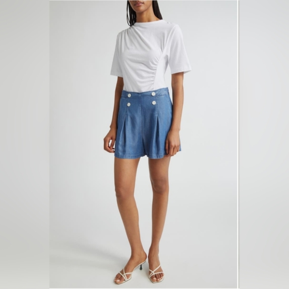 10 Crosby Derek Lam Pleated Milie Denim Shorts Sz 14, 8